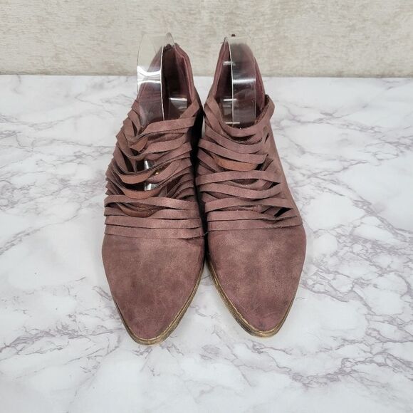 MI.IM Dusty Plum Purple Mauve Sliced Shooties Ankle Booties Leather Boots - Picture 2 of 13